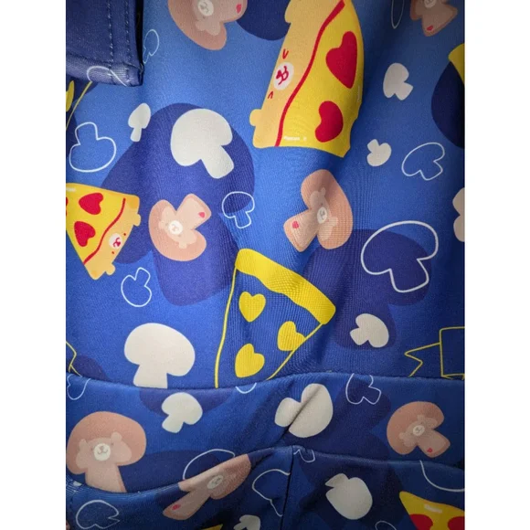 Women's BlackMilk Care Bears Pizza Print Blue short Overalls L romper - Picture 2 of 6
